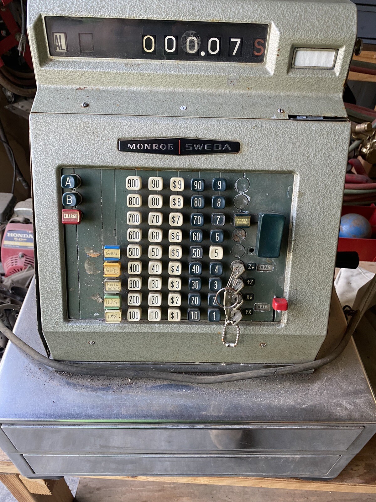 Monroe Sweda Cash Register Model 46 with Double Cash Drawer for Parts