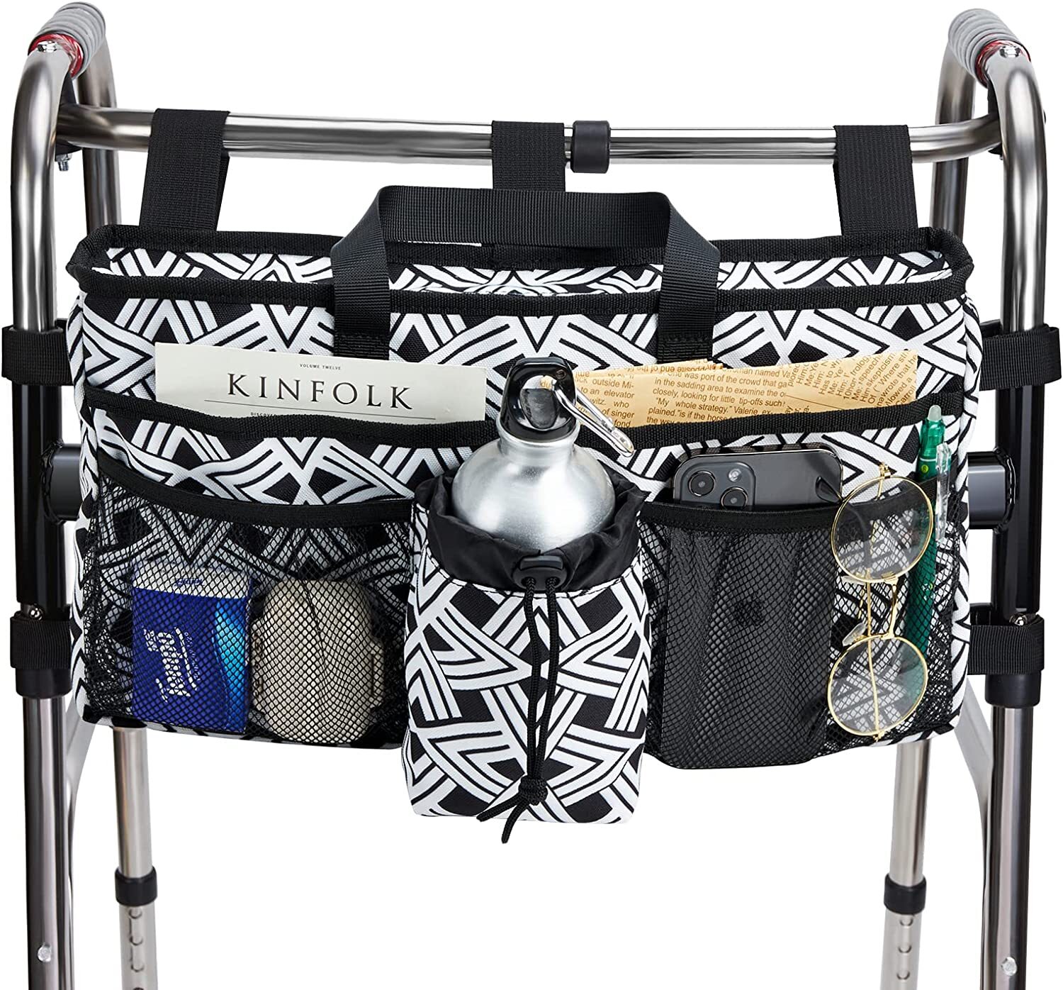 Walker Baskets for Folding Walker with Cup Holder Walker Storage Bag