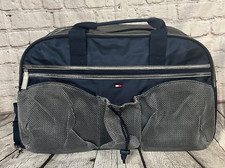 Tommy Hilfiger Men's Duffel Bag Weekend Travel Blue Grey Silver New