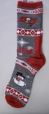 Tampa Bay Buccaneers Socks Medium Size 5 to 10 Holiday Christmas Snowman