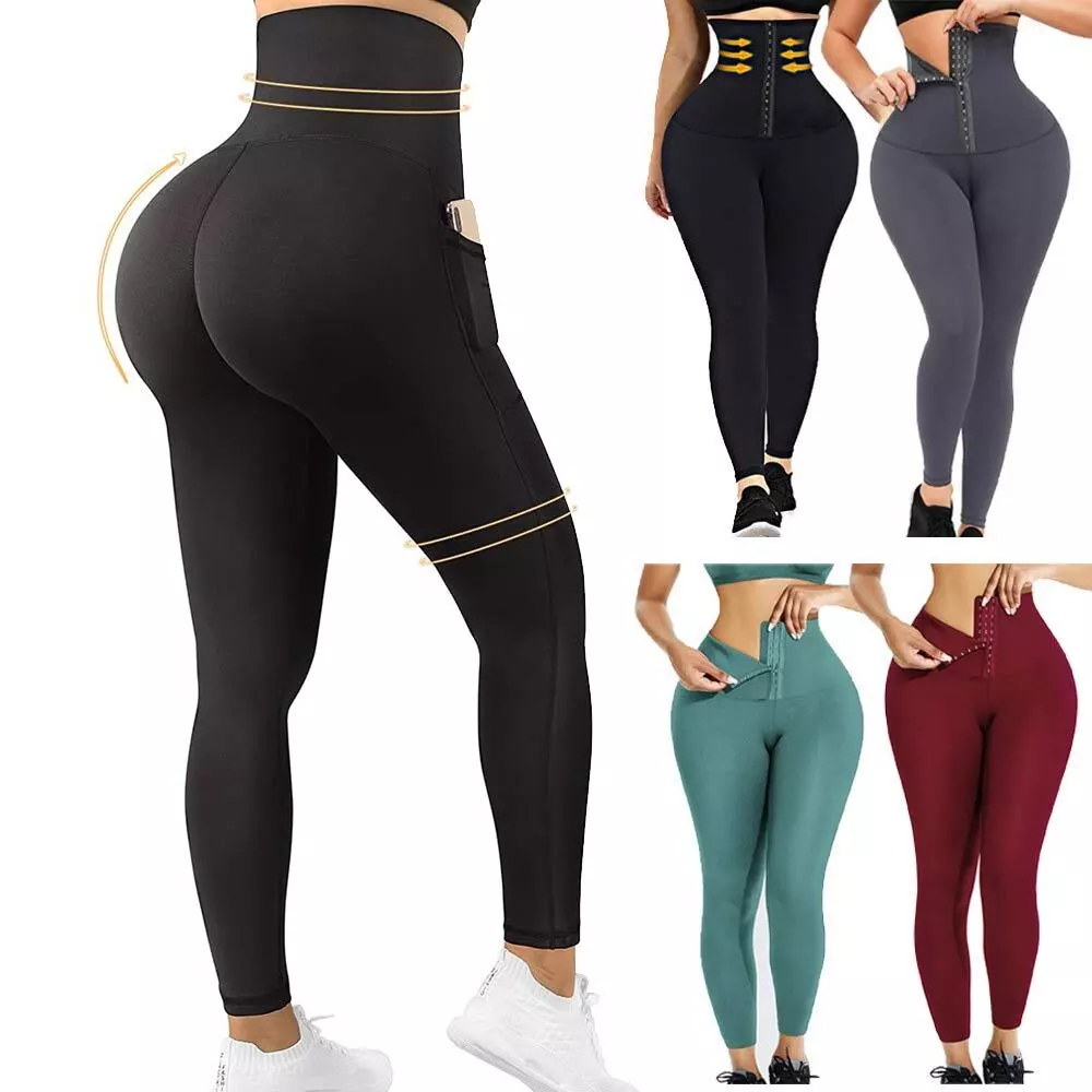 Womens Tummy Control Leggings Waist Trainer Corset gym Yoga Pants Body  Shaper UK