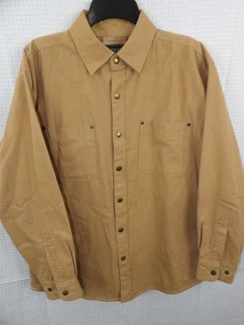 Coleman Outdoors Flannel Lined Canvas Shirt Jacket Size Medium Shacket Snap up
