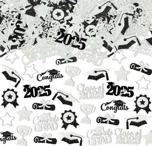 200PCS Black Sliver Graduation Confetti Class of 2025 Graduation Table Decoratio - Picture 2 of 17
