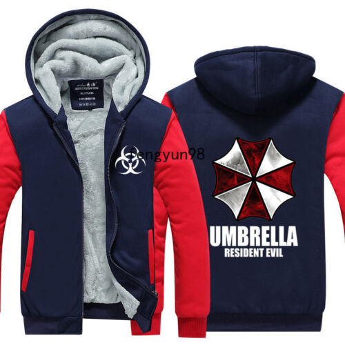 Jacket Zipper Thicken Coat Hoodie Warm Sweater Resident Evil Umbrella - Picture 1 of 9