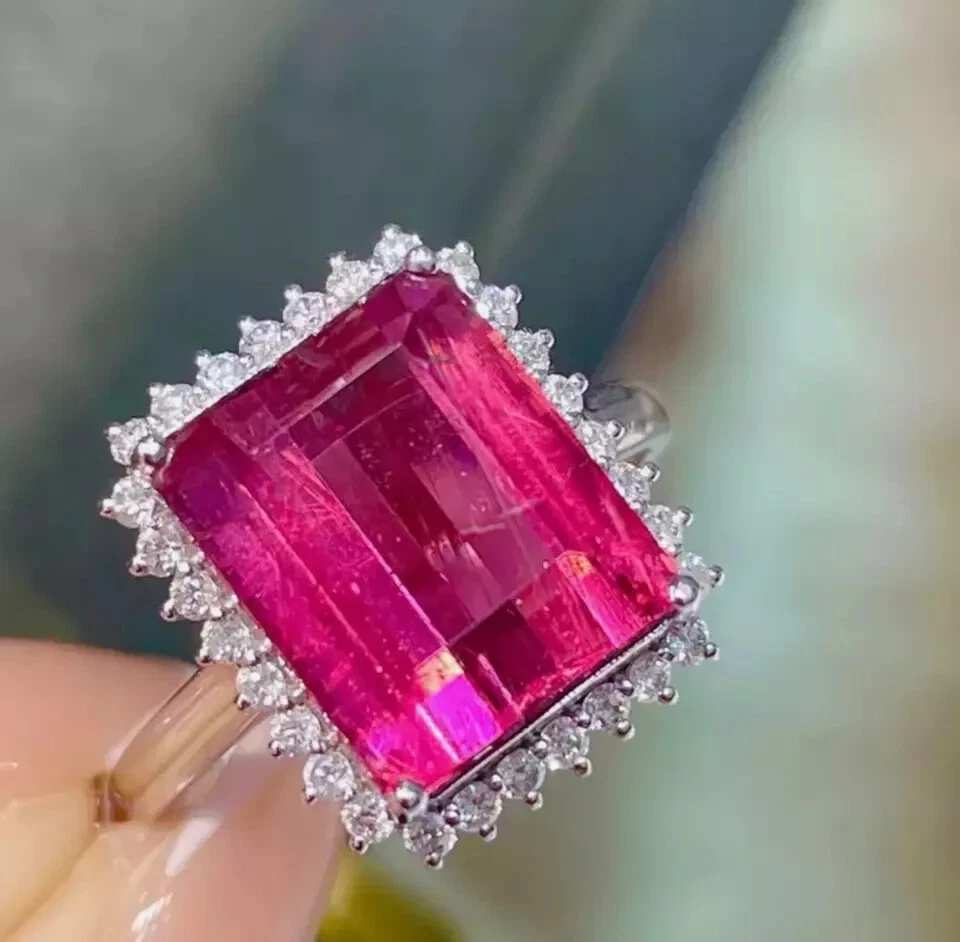 7.40Ct Emerald Cut Natural Ruby Diamond Engagement Ring 950 Platinum Size 6.5 7 - Image 3 of 4