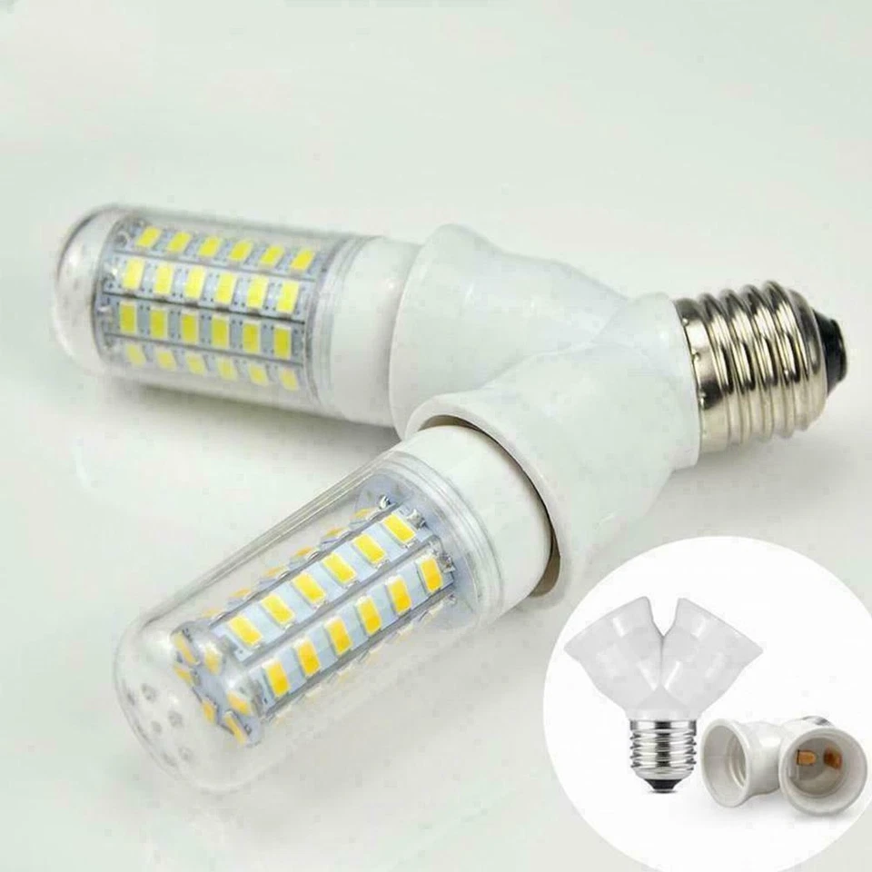 Screw E27LED Base Light Lamp Bulb Socket 1 to 2 Splitter Adapters Y7Y D2P3 - Image 3 of 4