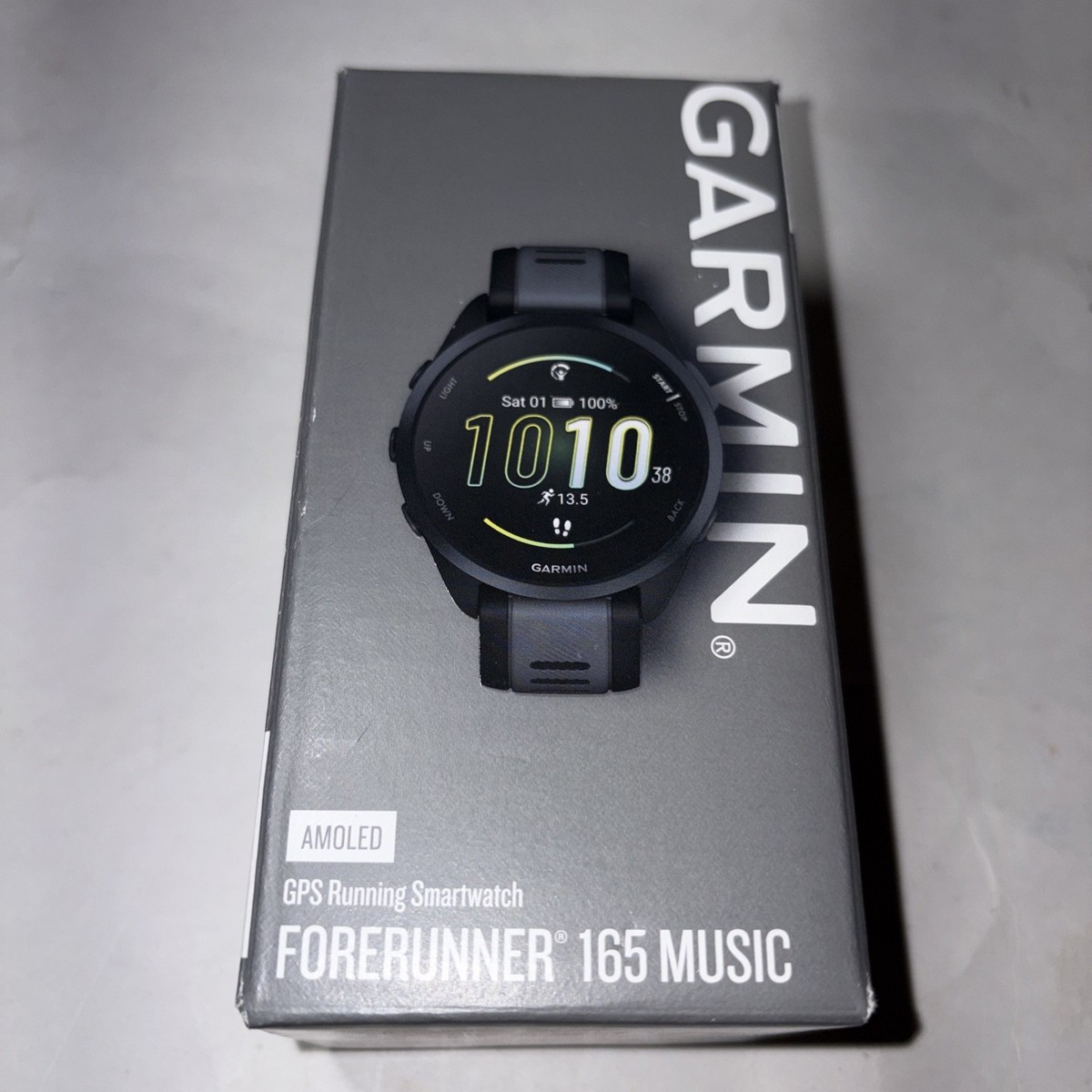 Garmin Forerunner 165 Music Smart Sport Watch, Black + Slate Gray 