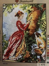 Printed needlepoint canvas 45x60cm Canvas Only Gobelin Diamant Lady With A Dog
