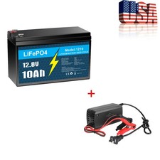12V 10Ah LiFePo4 Lithium Battery Rechargeable for Marine RV Solar 5A Charger US