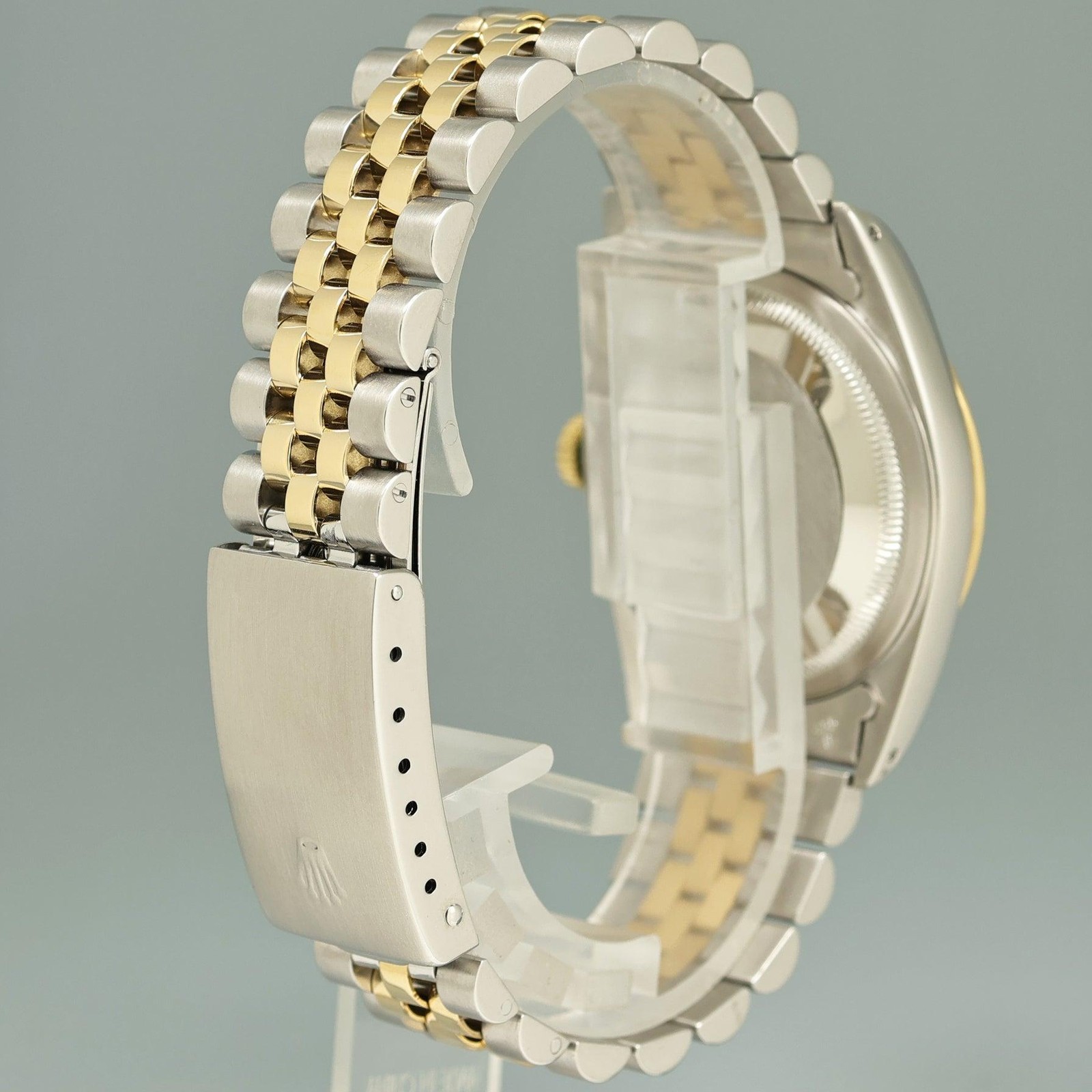 PAPERS Rolex DateJust 16233 Two Tone Gold Jubilee Champagne Tapestry Watch image 6