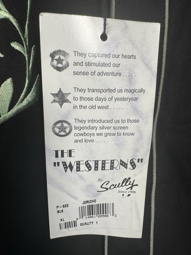 SCULLY schwarzes JERICHO besticktes Rockabilly Cowboy Hemd, Gr. XL, neu mit Etikett - Bild 5 von 7