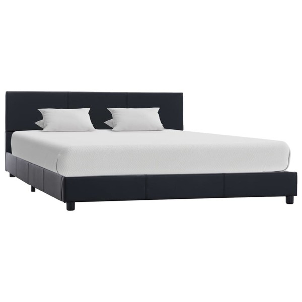 Bettgestell Schwarz Kunstleder 140X200 Cm Bett Bettrahmen Bettgestell-image