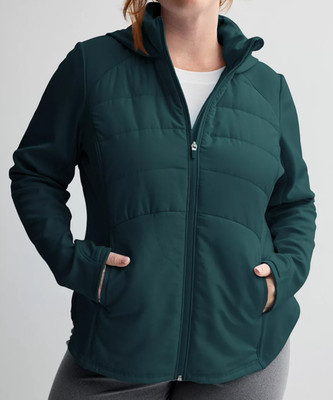 TEK GEAR HOODED MIXED MEDIA JACKET HOODIE ZIP FRONT COAT WOMEN'S PLUS 3X **NWT**