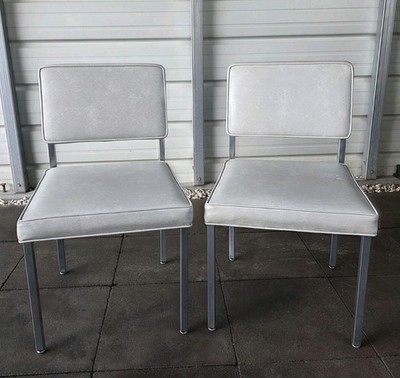 Vintage Pair Of  Steelcase Chairs Light Gray Comfy Seat