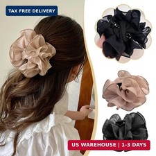 1Pc Black Large Chiffon Claw,Clip Hair Bow Large Size Fabric Ribbon Flower Rose