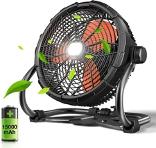 Portable Camping 12" High Velocity Floor Fan, Rechargeable Outdoor Indoor Fan, 