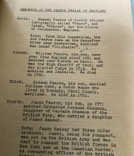 PEARCE Family of Maryland Genealogy RINGGOLD Typewritten 1931 bound into book