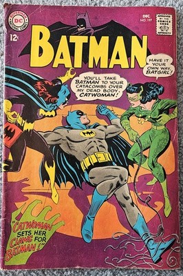Batman #197 1967 Read Cond Light Yellowing Wrinkled Page Back Cover MarkSee Pics