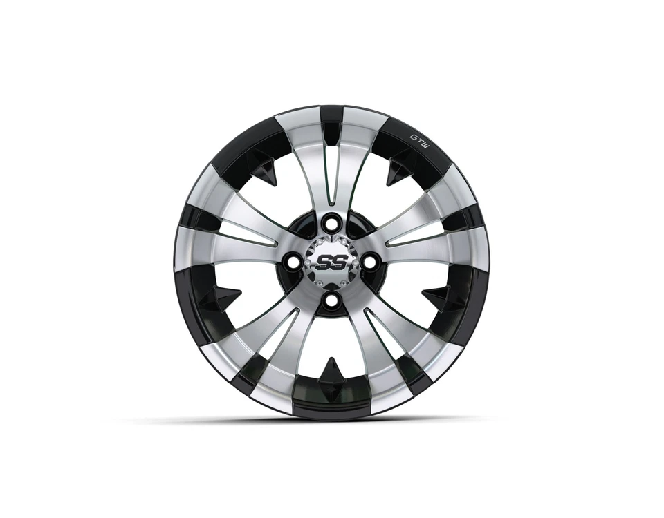 Set of 4 GTW 14 inch Vampire Machined/Black Golf Cart Wheel | 4x101.6mm | 3:4 — 第 3/4 张图片