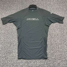 ONeill Rash Guard Shirt Men Medium Gray Short Sleeve Swim Surf Top M