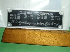 New Id Plate That Was On The Firewall Of Every Antique 1919 - 1925 Model T Ford