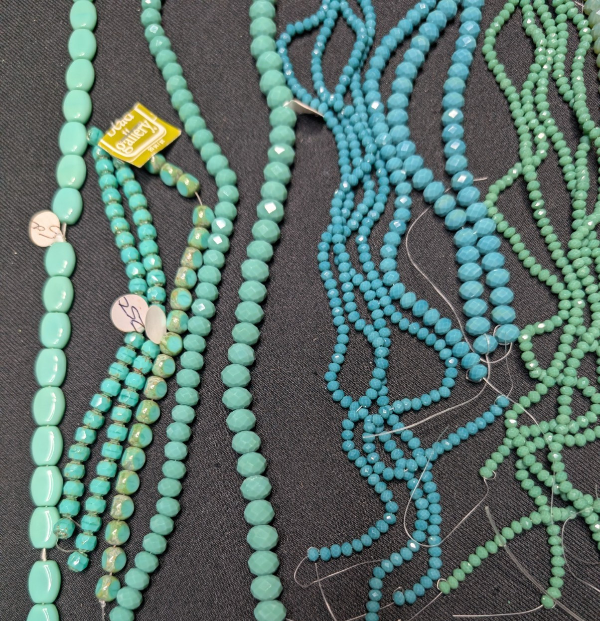 Green Blue Turquoise BEAD LOT 1.5lb+ 41 strands Glass Czech BULK Crystal Stone