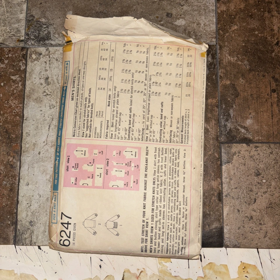 Patrones de costura vintage de los años 60 y 70 Simplicity para hombre CORTE USADO Foto 2 de 3