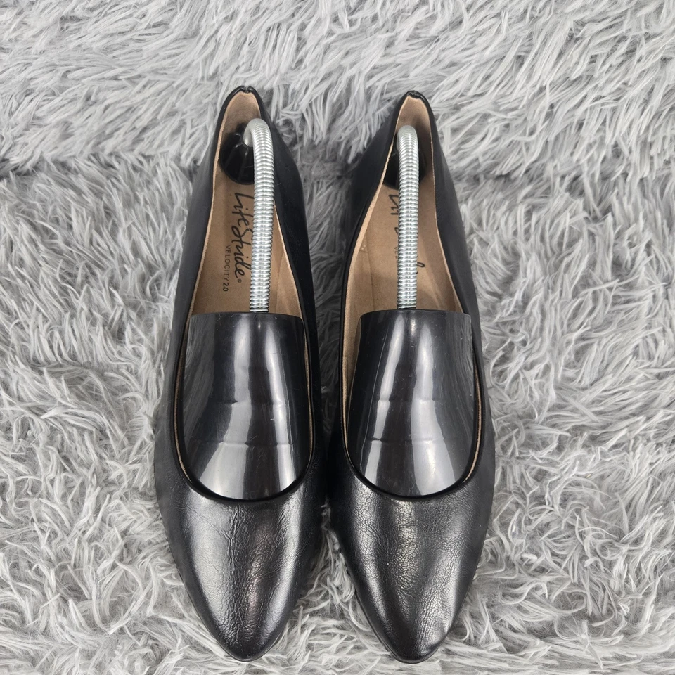 Life Stride Velociy 2.0 Amelia para mujer 11M negro cómodo punta puntiaguda sin cordones plano Foto 3 de 4