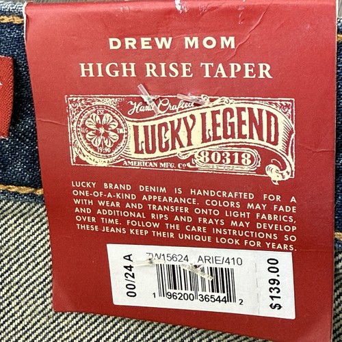 Lucky Brand Legend Jeans Womens 24 Drew Mom High Rise Taper Raw Hem Blue Denim - Picture 11 of 22