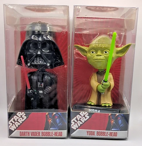 Funko Pop Wacky Wobbler 2008 Star Wars Darth Vader Yoda Lot Bobble-Head Series