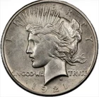 1921 PEACE SILVER DOLLAR HIGH RELIEF AU