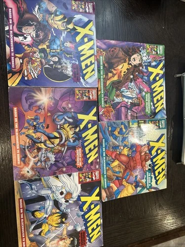 Vintage X-men Books Based On TV Series, Lot Of 5 Wolverine Cyclops