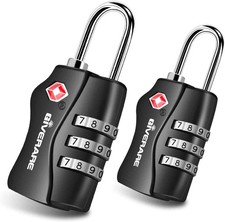 2 Pack TSA Approved Travel Luggage Locks, Combination Lock Keyless, 3-Digit Padl