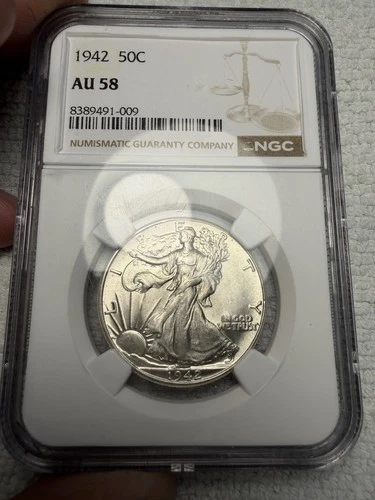 1942 Walking Liberty Half Dollar 50c NGC AU58 Uncirculated Auction!