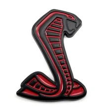 Matte Black / Red GT500 GT350 Cobra Emblem RH 4.5" Decklid Grille Fender Diecast