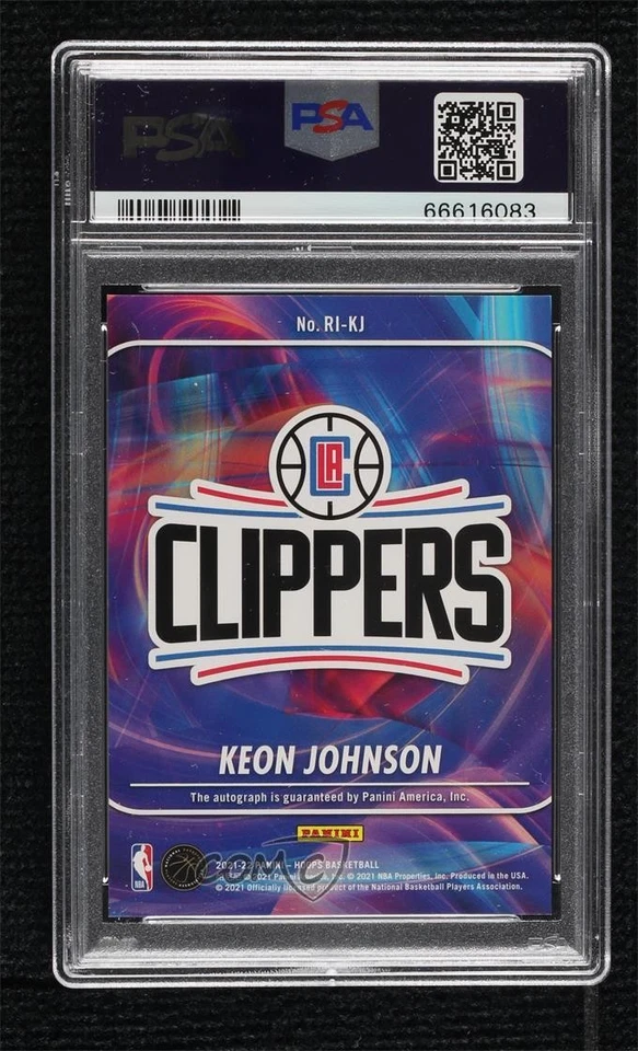 2021-22 Panini NBA Hoops Rookie Ink Keon Johnson #RI-KJ PSA 9 MINT Auto RC - Image 2 of 2