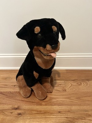 Plush Dobermann Sitting Dog Great American Toy Co 18  Black Puppy Stuffed Tongue