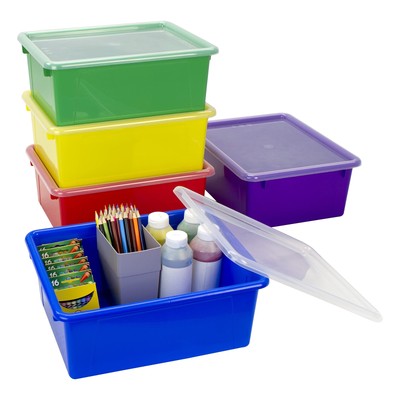 Letter Size Deep Storage Tray   Organizer Bin with Non-Snap Lid for Classroom...