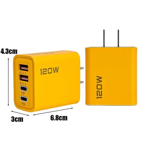 Chargeur Rapide 120W 4 Ports USB Type-C QC3.0 PD Adaptateur Mural Prise EU/US/UK - Photo 2 sur 13