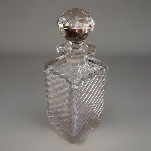 Antique Cut Glass/Crystal Square Liquor/Whiskey Decanter, 19th C