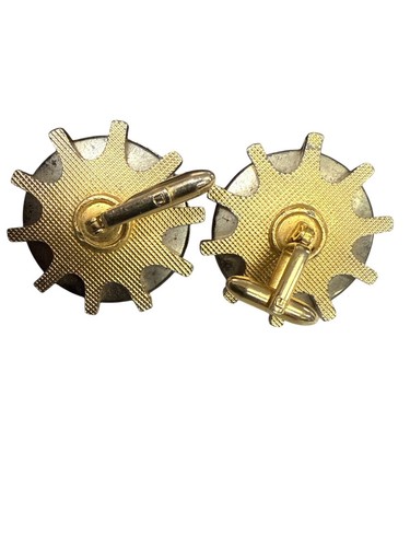 Vintage Red & Gold-Tone Cameo Cufflinks With Starburst Backplate Estate Rare - Picture 4 of 8