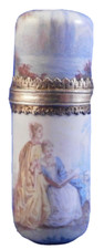 Antique 19thC Limoges Enamel Scenic Perfume Scent Bottle Porzellan Flakon Flacon