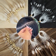Micro Loop Ring Beads Tip Thick 1G 100 Remy Human Hair Extensions Pre-Bonded