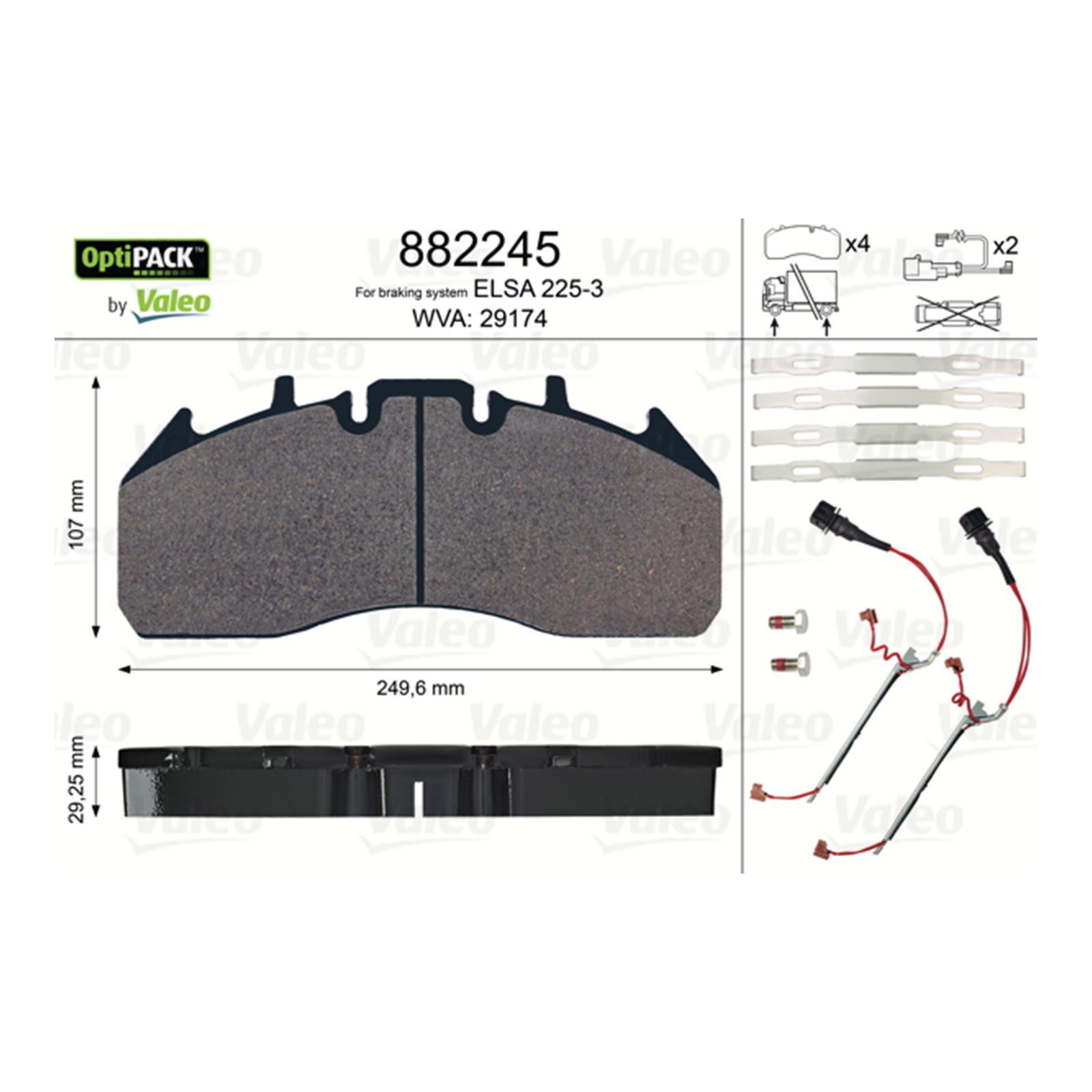 Valeo 882245 Fits VOLVO FH FM & RENAULT Magnum Brake Pad Set  