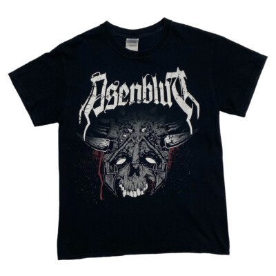 ASENBLUT Graphic Spellout Pagan Black Death Heavy Metal Band T-Shirt Small schwarz