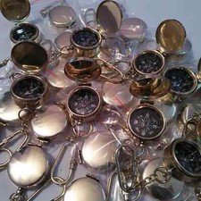 Brass Pocket Lid Compass With Key Ring Marine Collectible Compass Set of 50