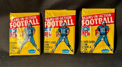 Lot of 3 Unopened Single Waxed Pack NFL Teams In Action Football Cards