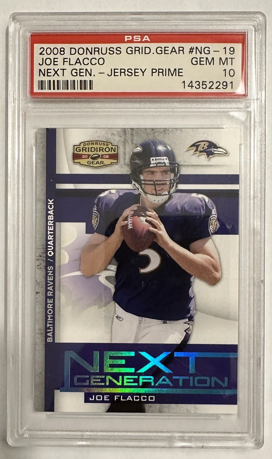 Joe Flacco Donruss Gridiron Gear Next Generation #NG19 Jersey Prime