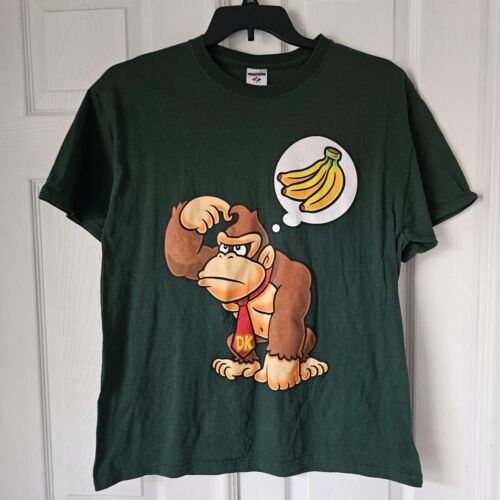 Vintage y2k 2000s donkey Kong Nintendo wii game green graphic tee