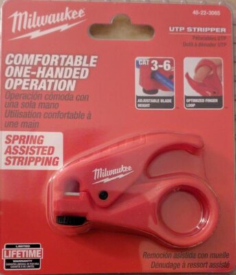 Milwaukee UTP Stripper, CAT 3-6, Adjustable Blade Height, Optimized Finger Loop